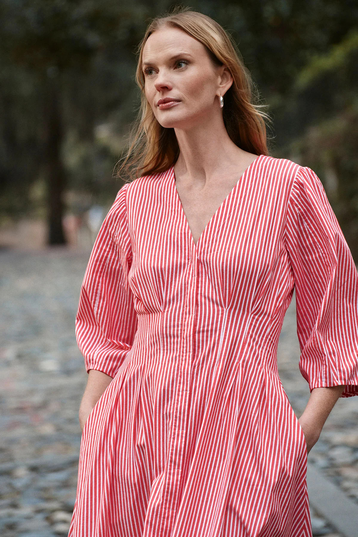 Sunday Dress in Tart Bengal Stripe | Lake Pajamas