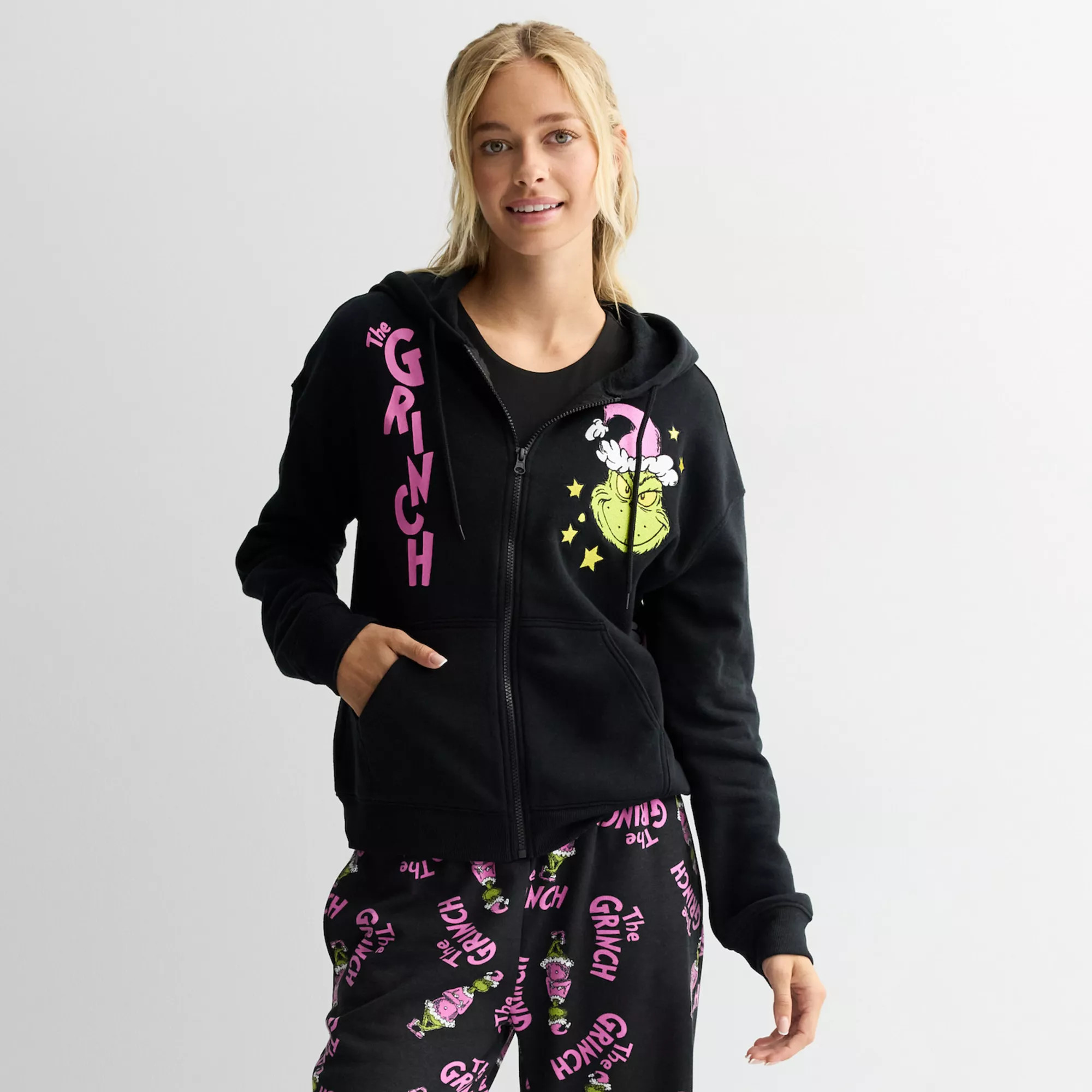 Juniors' Grinch Graphic Zip Up Hoodie | Kohl's