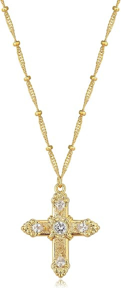 BENEIGE Gold Cross Necklace 14K Gold Plated Dainty Simple Cubic Zircon Chain Celtic Cross Pendant... | Amazon (US)