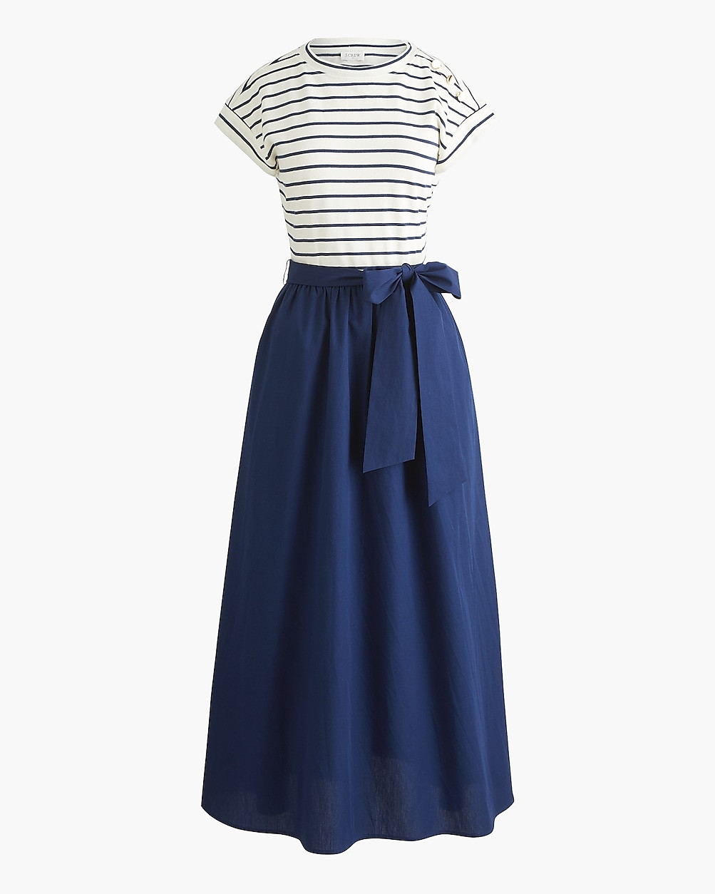 Button-shoulder tie-waist knit mixy dress | J.Crew Factory