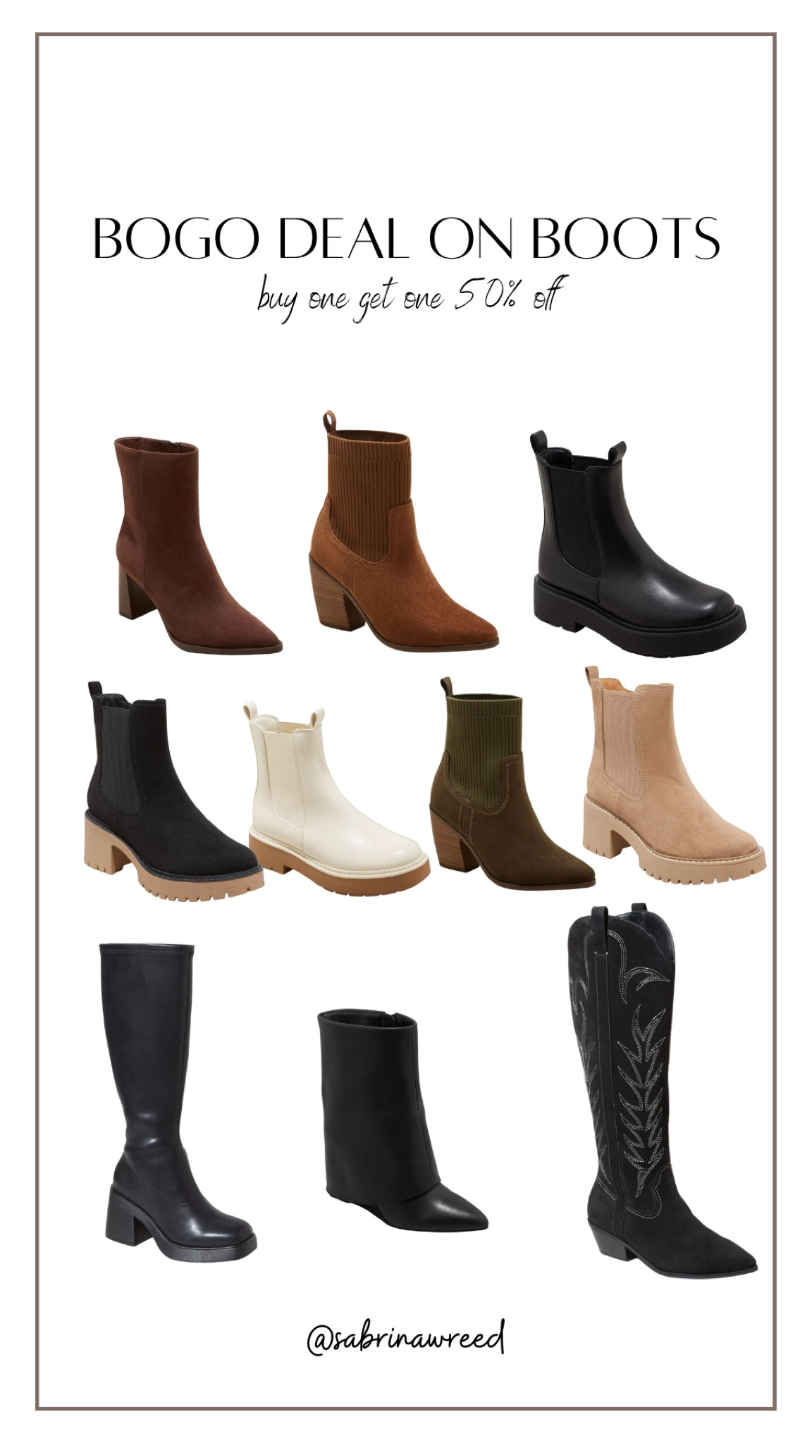 BOGO 50% deal going on now at Target on boots for the family! Rounded up some picks for the ladies🤎👢

#LTKsalealert #LTKfindsunder50 #LTKshoecrush