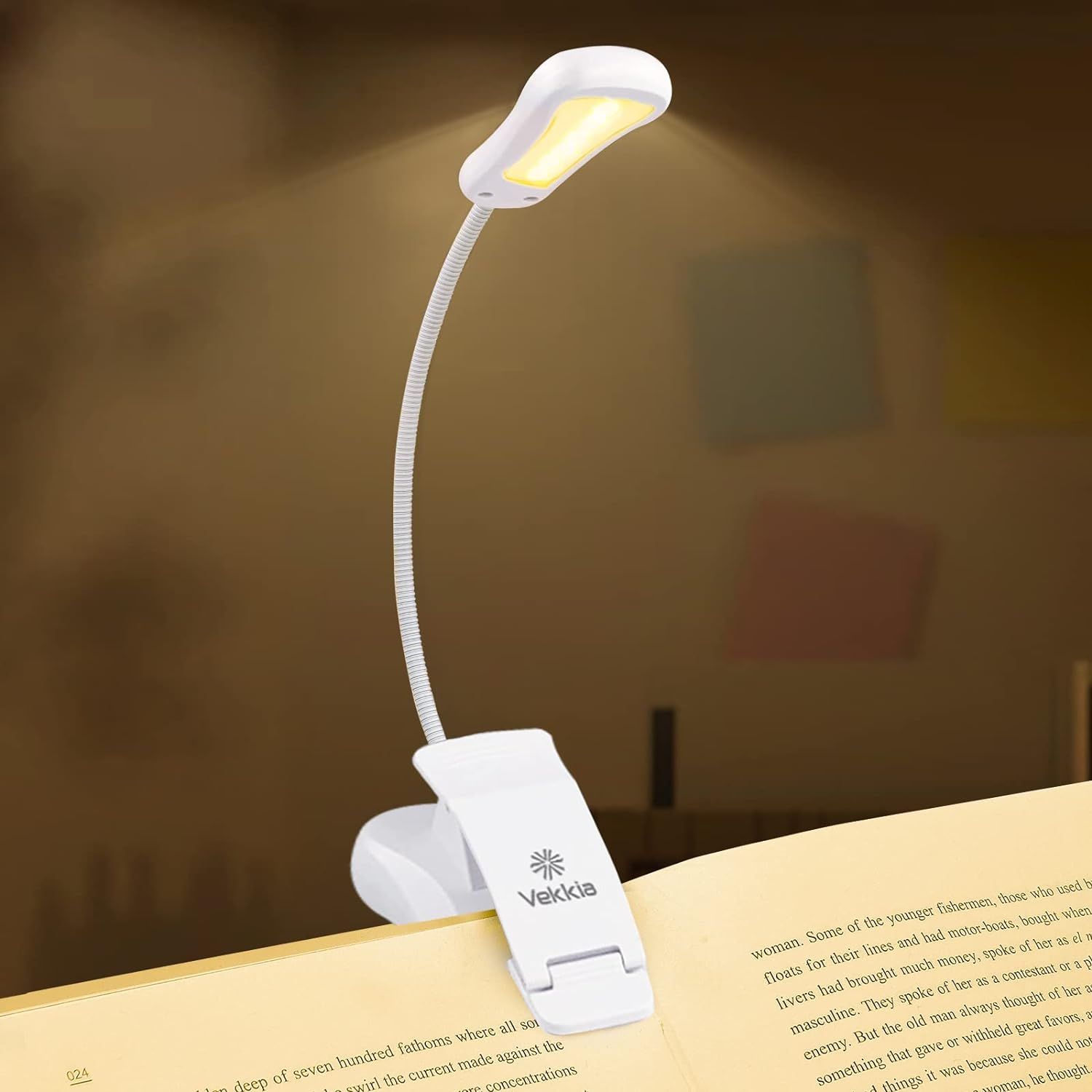 Vekkia 3000K Warm LED Rechargeable Book Light, Easy for Eyes, Clip on Reading Lights for Reading ... | Amazon (US)