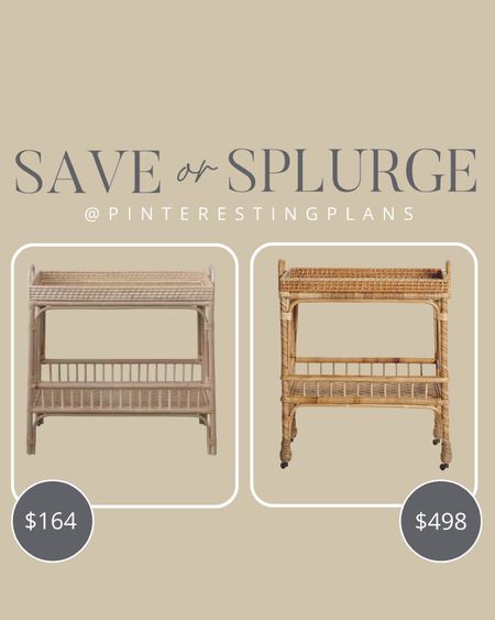 Save or splurge rattan bar cart 

Spring refresh 
Bar cart 
Save 


#LTKfamily #LTKhome #LTKSeasonal