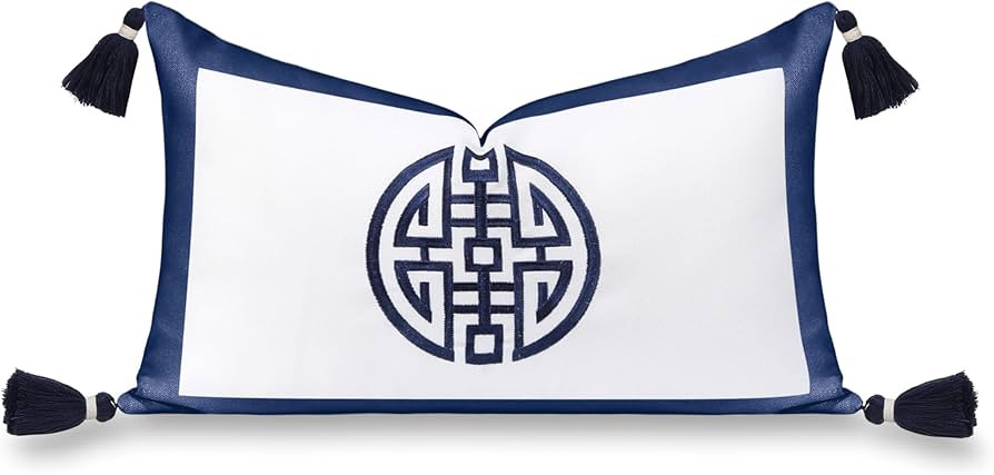 Hofdeco Premium Coastal Hampton Patio Indoor Outdoor Lumbar Pillow Cover Only, 12"x20" Water Repe... | Amazon (US)