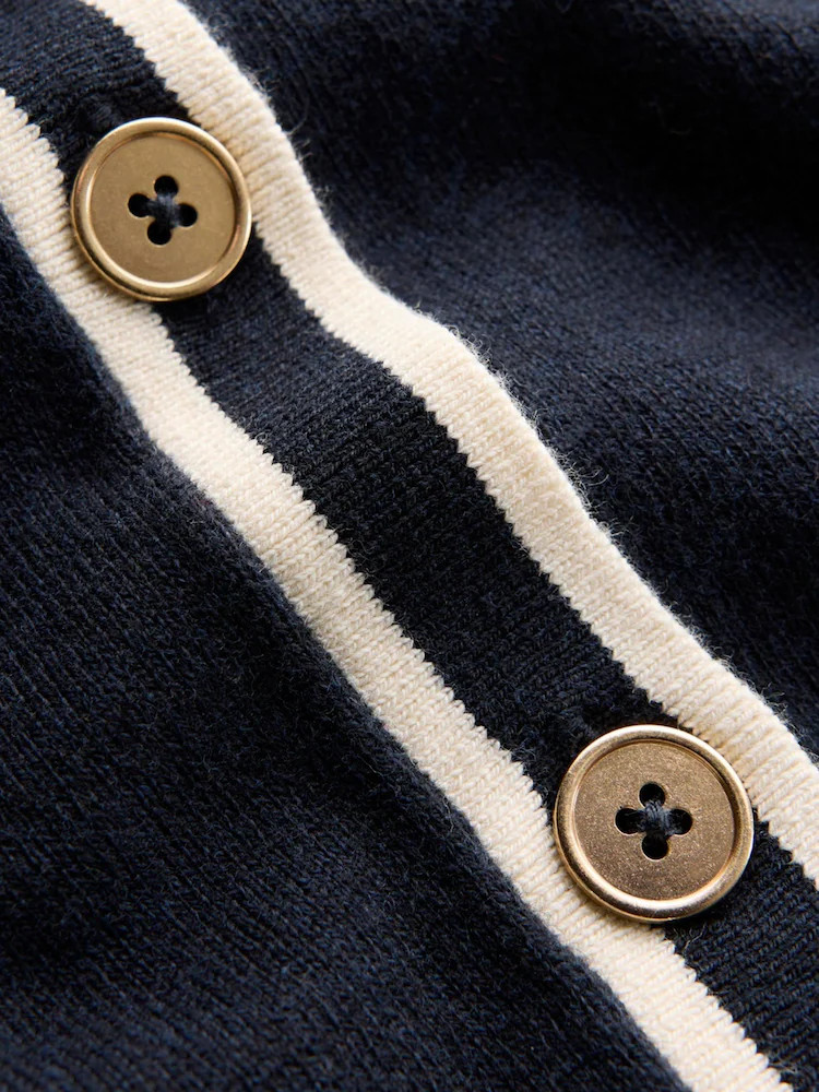 Boden Blue Liz Striped Collared Cardigan | Next EU