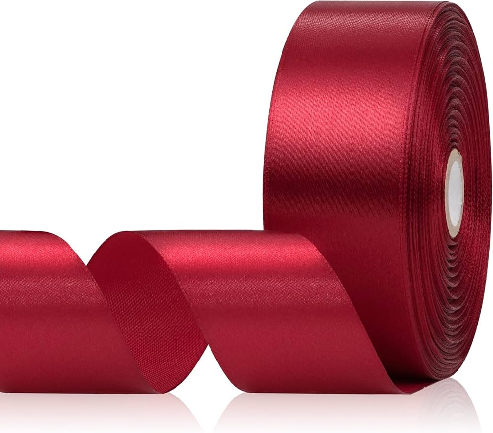 Wine Red, Ribbon 1-1/2 Inch x 60 Yards, Wine Red Satin Ribbon for Crafts, Gift Wrapping, Flower B... | Amazon (US)