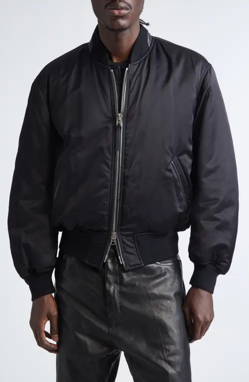 TOM FORD Soft Silk Satin Bomber Jacket in Black/Green at Nordstrom, Size 46 Us | Nordstrom
