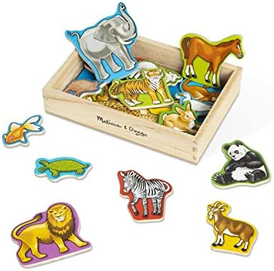 Melissa & Doug Wooden Animal Magnets Set (20 Pieces) – Farm, Zoo & Pet Fridge Magnets in Storag... | Amazon (US)