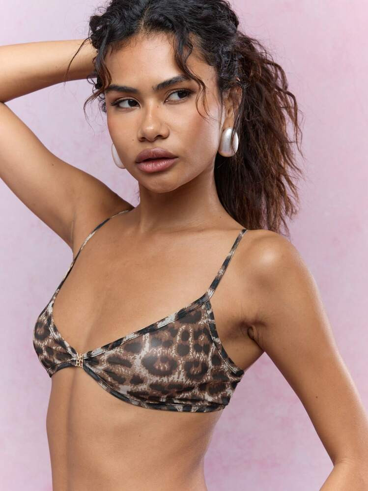 MISSGUIDED Metallogos-Verschluss, Transparentes Cami BH-Top Mit Leopardenmuster | SHEIN