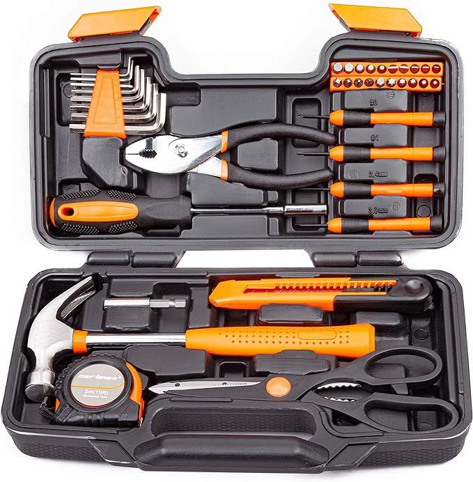 CARTMAN 39 Piece Tool Set General Household Hand Kit with Plastic Toolbox Storage Case Orange | Amazon (US)