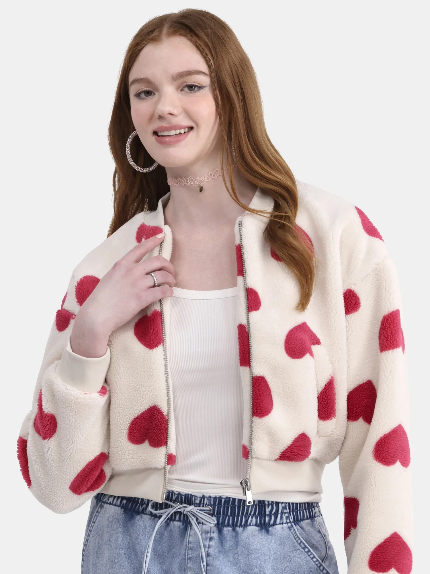 No Boundaries Plush Bomber Jacket, Heavyweight, Women's | Walmart (US)