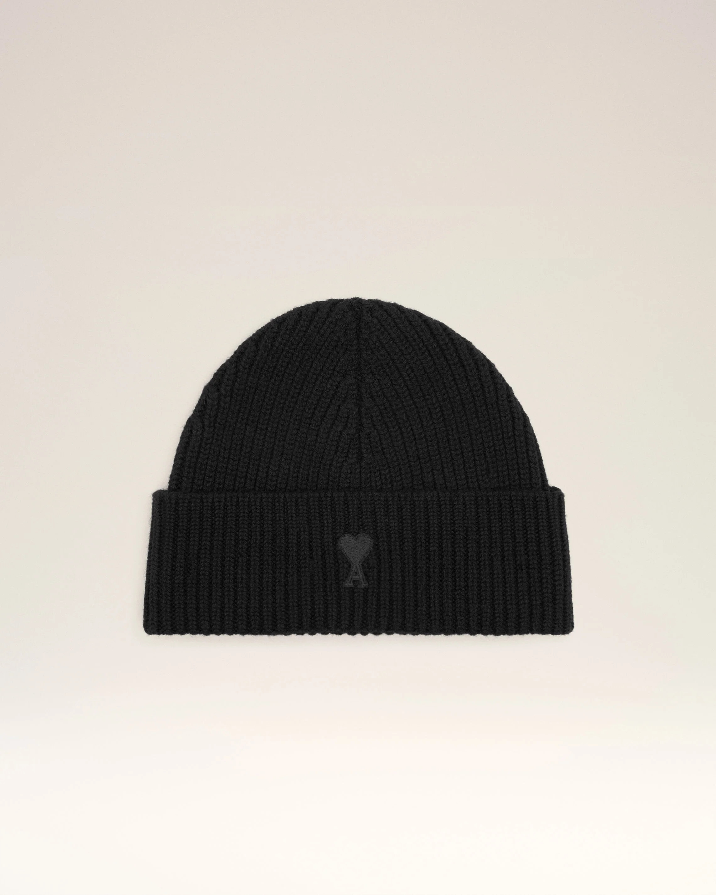 BLACK/BLACK Black Wool Ami De Coeur Beanie | AMI PARIS | AMI Paris FR