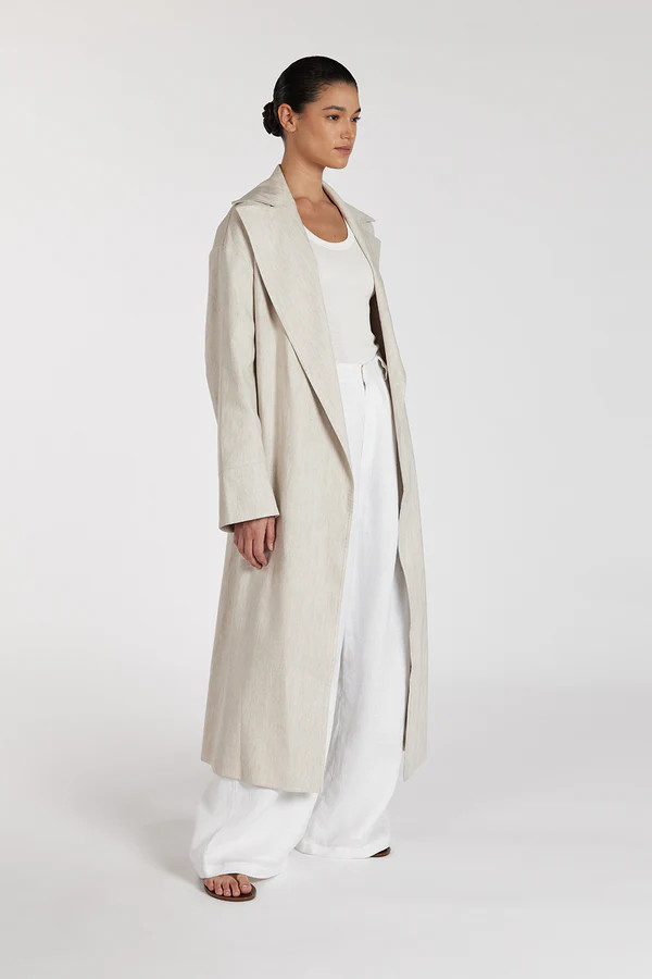 JOSEPHINA NATURAL LINEN BLEND TRENCH COAT | DISSH