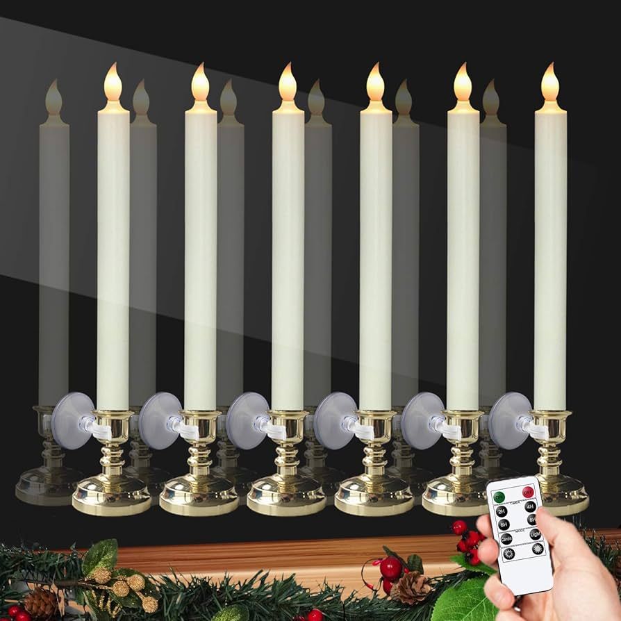 DRomance Flameless Window Candles with Remote and Timer, Battery Operated LED Taper Candles with ... | Amazon (US)