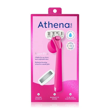 Athena Club 5-Blade Women's Razor Kit - 1 Handle, 2 Blade Refills, Magnetic Hook - Super Pink | Walmart (US)