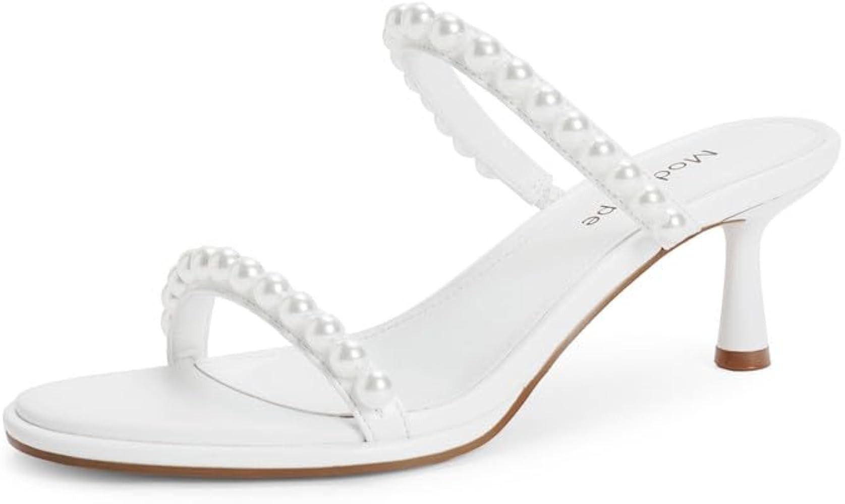 Modatope Two Strap Heeled Sandals for Women Kitten Heel Rounded Toe Heels Women Slip on Open Toe ... | Amazon (US)