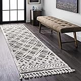 nuLOOM Ansley Soft Lattice Textured Tassel Runner Rug, 2' 6" x 8', Grey | Amazon (US)