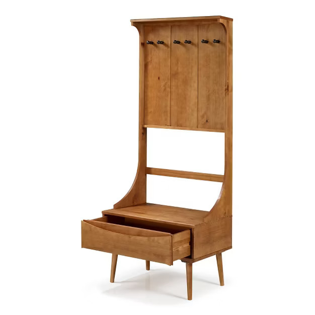 68" Solid Wood Hall Tree with Drawer - Saracina Home | Target