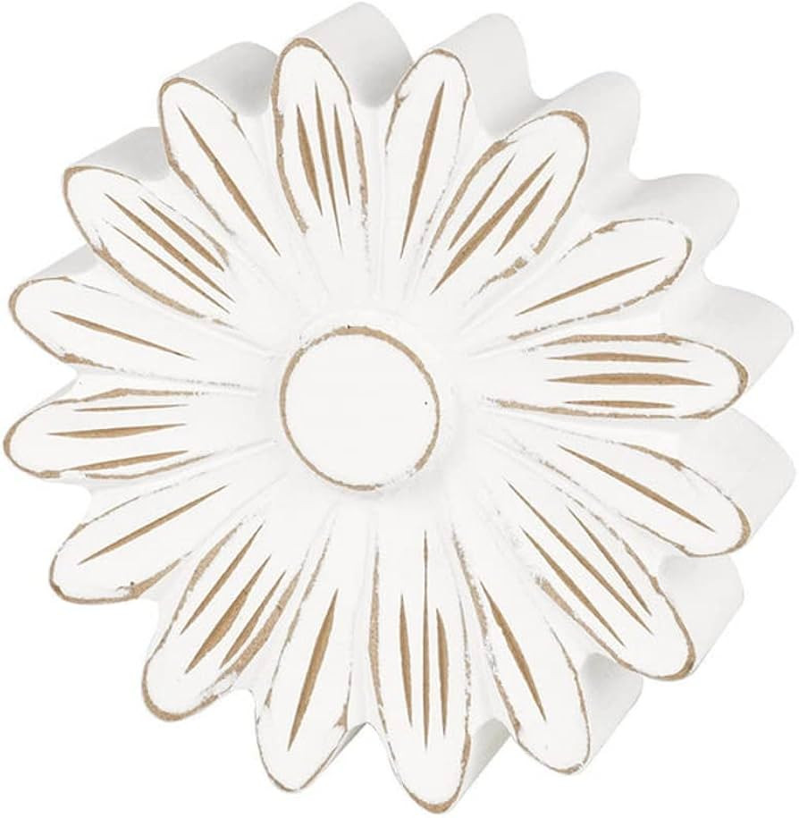 Collins Painting Distressed Wood Flower Petals Shelf Sitter (Small, White Daisy II) | Amazon (US)
