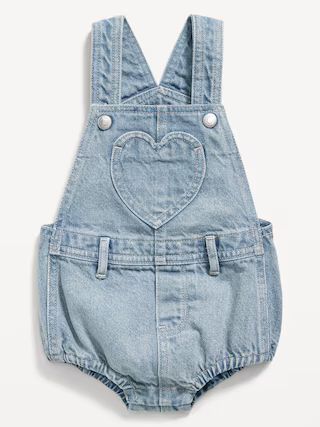 Heart-Patch Jean Shortall Romper for Baby | Old Navy (US)