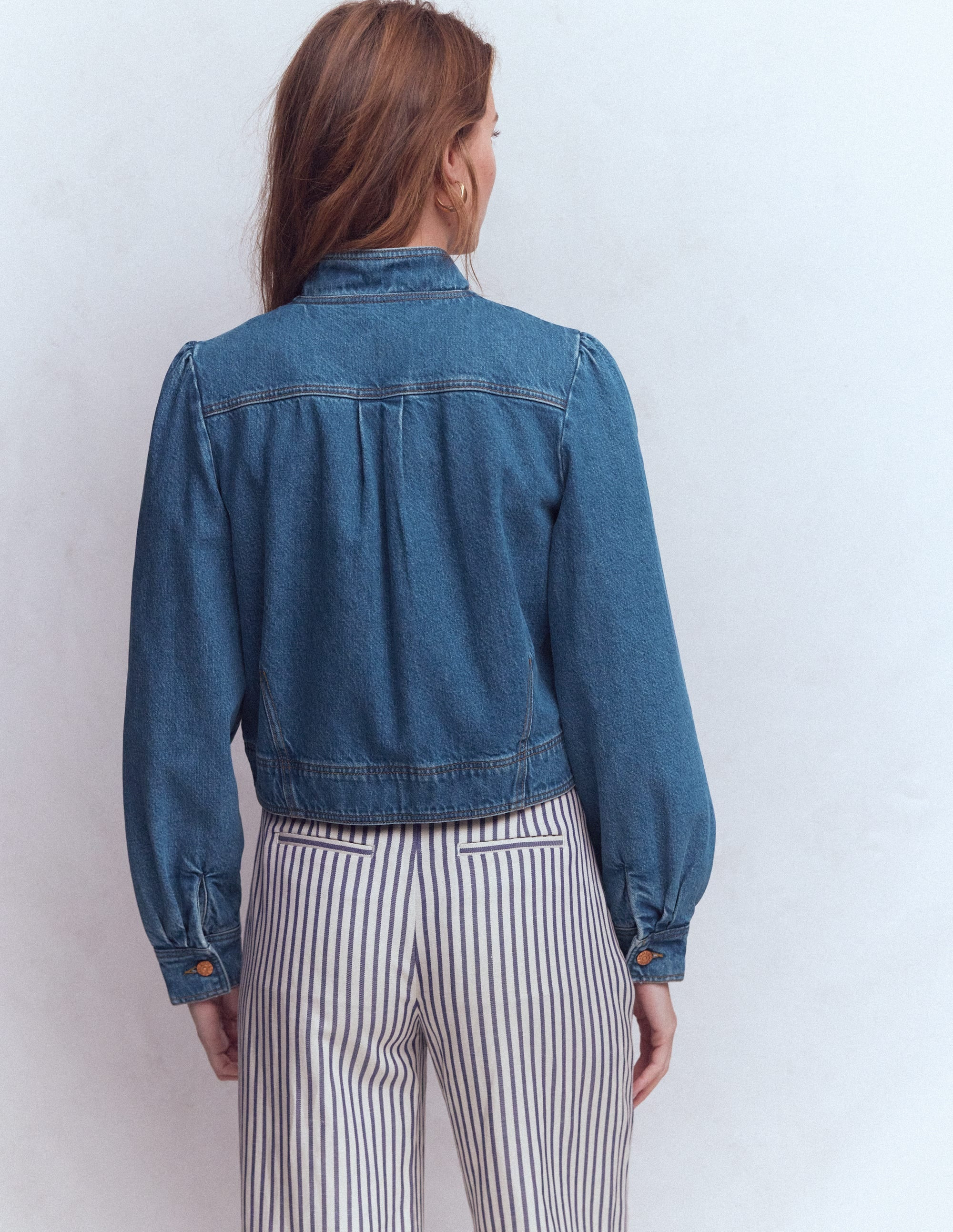 Topstitch Denim Jacket-Mid Wash, Denim | Boden UK