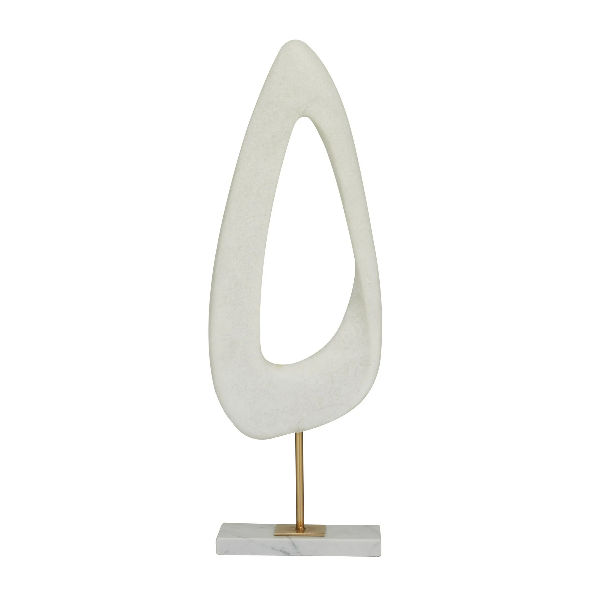 7" x 20" White Polystone Cut-Out Abstract Sculpture with Marble Stand, by DecMode | Walmart (US)