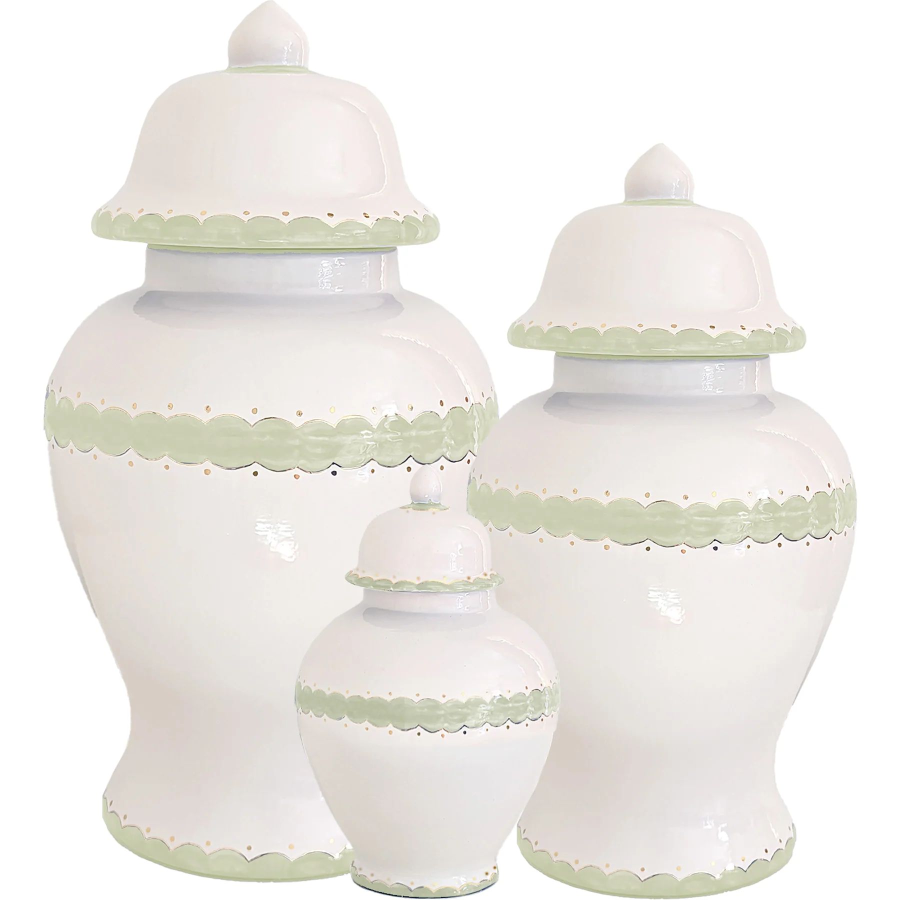 Scallop Ginger Jars in Soft Green | Ruby Clay Company