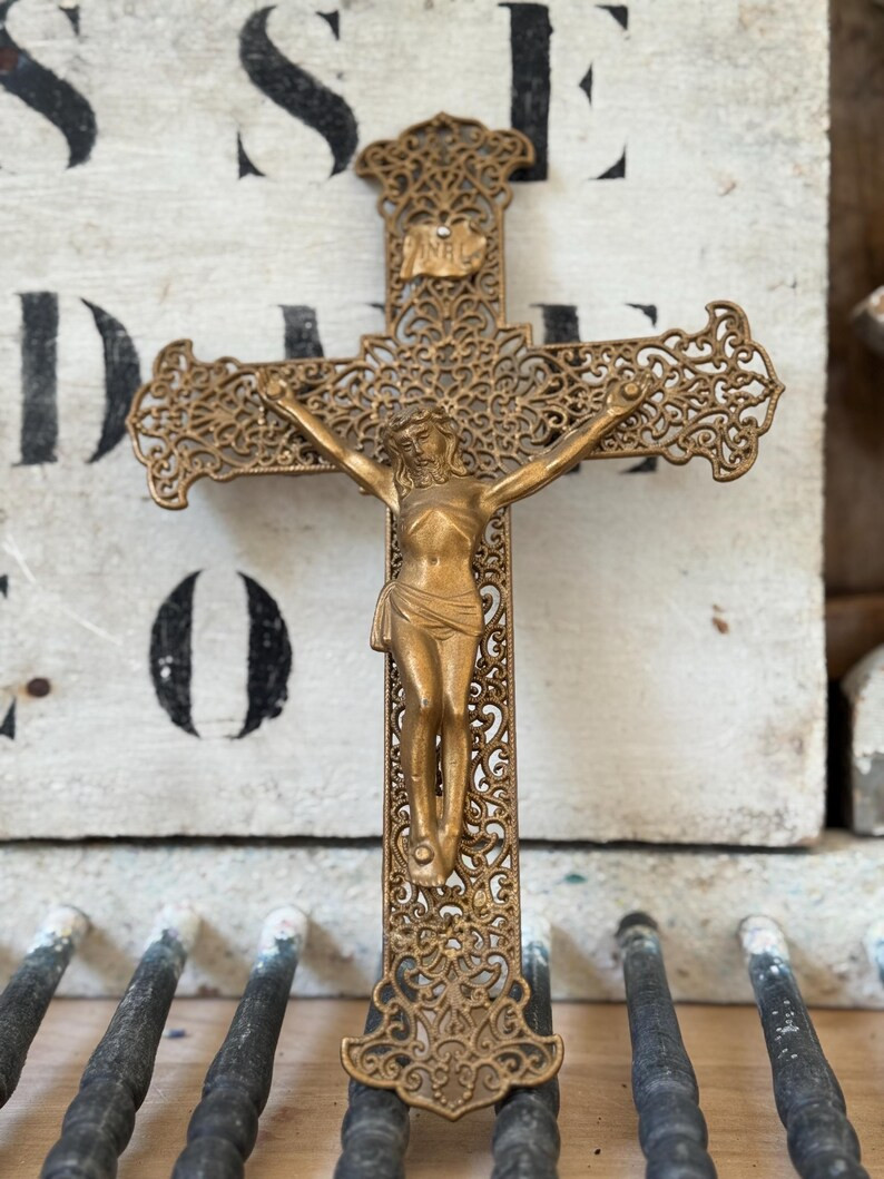 Antique French Crucifix Vintage French Gold Filigree Crucifix Vintage Cross Vintage Crucifix Vint... | Etsy (US)