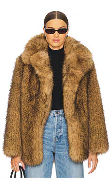 L'Academie by Marianna Gamine Faux Fur Jacket in Beige from Revolve.com | Revolve Clothing (Global)