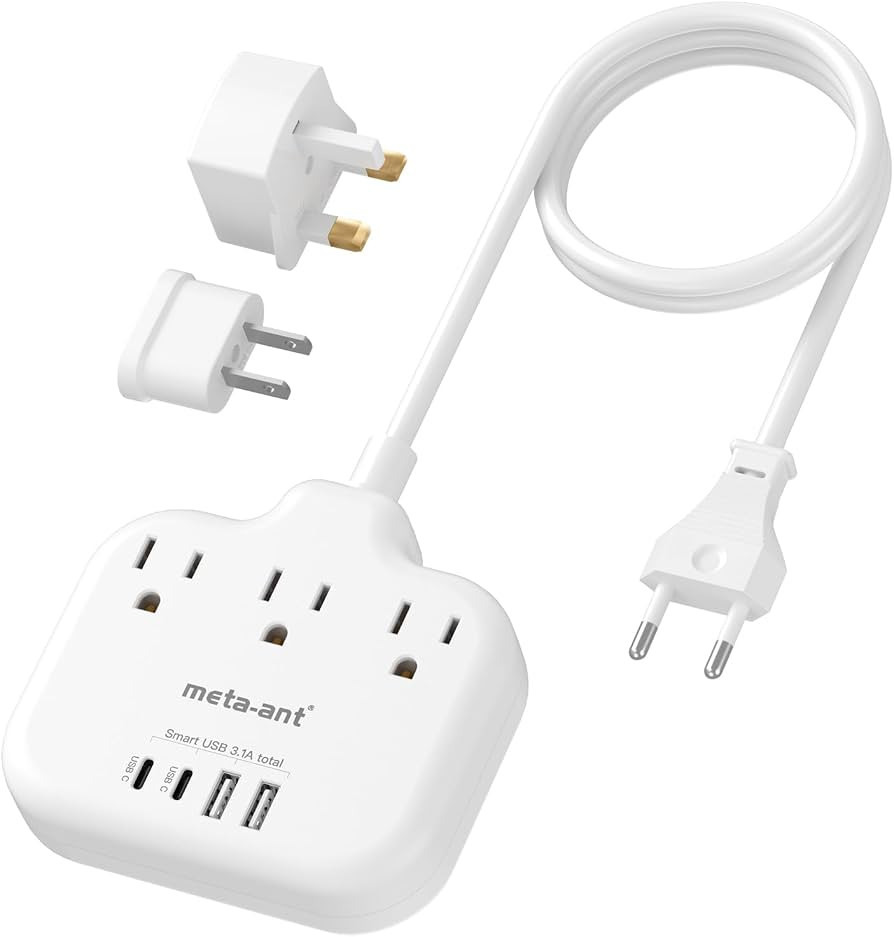 European Travel Plug Adapter, US to European Plug Adapter with 3 American Outlets & 4 USB, 3ft Eu... | Amazon (US)