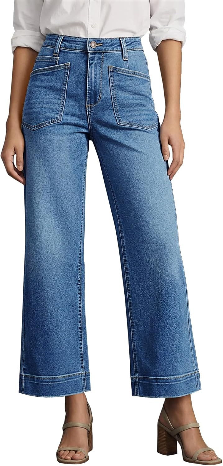 Cicy Bell Womens Cropped Wide Leg Jeans High Waisted Baggy Denim Ankle Pant | Amazon (US)