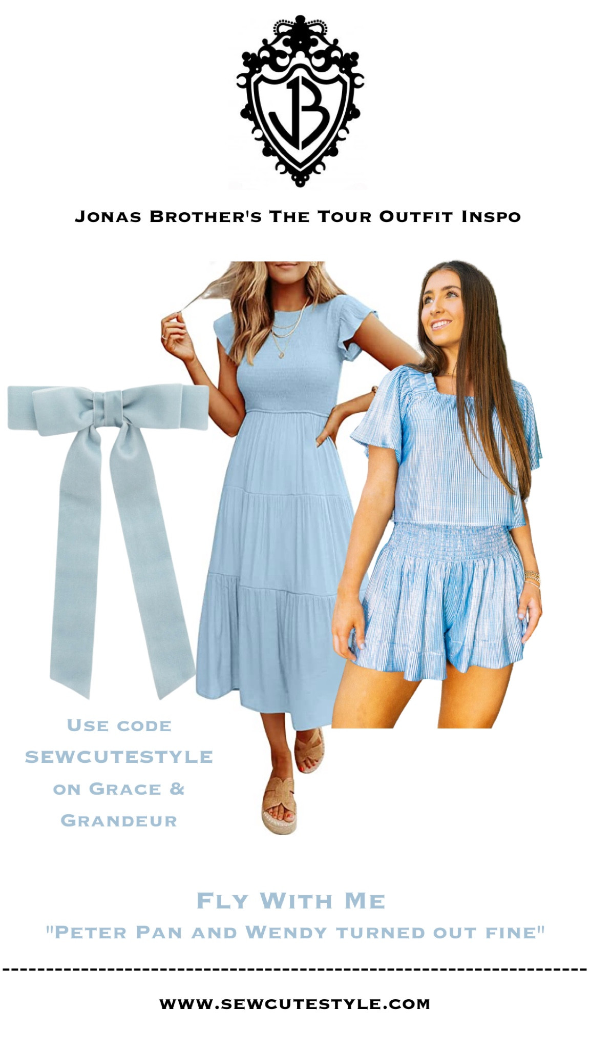 Jonas Brothers The Tour concert outfit ideas! Inspired by Fly With Me with a Wendy or Peter Pan look! Could be fun for a duo. 

#LTKunder100