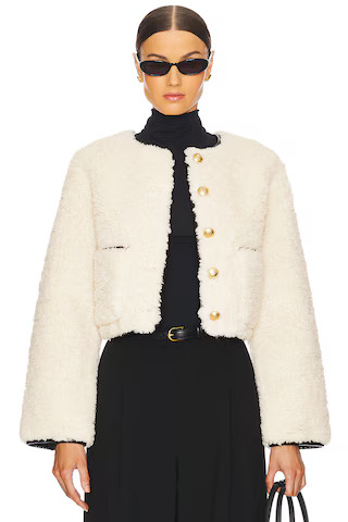 L'Academie By Marianna Pauchet Reversible Faux Sherpa Jacket in Beige & Black from Revolve.com | Revolve Clothing (Global)