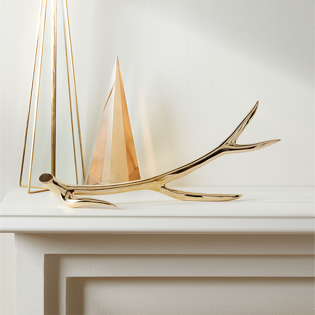 Dasher Brass Decorative Antler + Reviews | CB2 | CB2