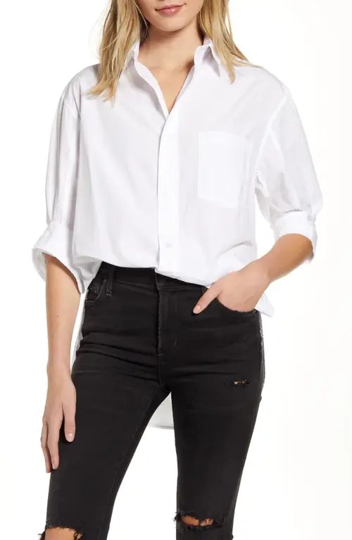 Citizens of Humanity Kayla White Cotton Shirt in Optic White at Nordstrom, Size Large | Nordstrom