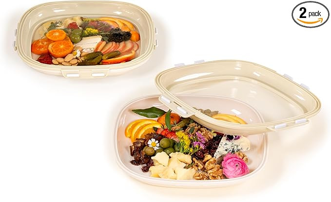Crudités 2-Pack Portable Snack Tray | Food Containers with Reversible Stretch Lid | BPA-Free, Re... | Amazon (US)