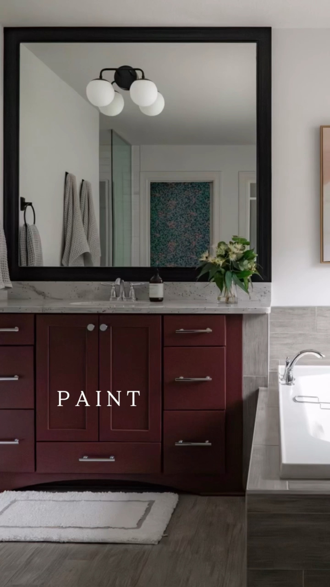 Can you believe this primary bathroom before and after?! We transformed this bathroom with a lot of paint, which I’ve linked below. I also added polished chrome cabinet hardware (on sale!), new bathroom lighting, new decor, and matte black bathroom hardware.

#LTKFindsUnder50 #LTKSaleAlert #LTKHome