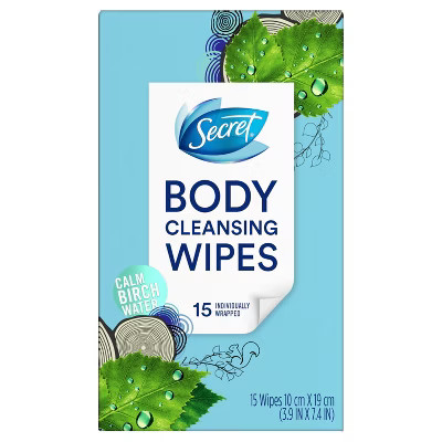 Secret Body Cleansing Deodorant Wipes - 15ct | Target