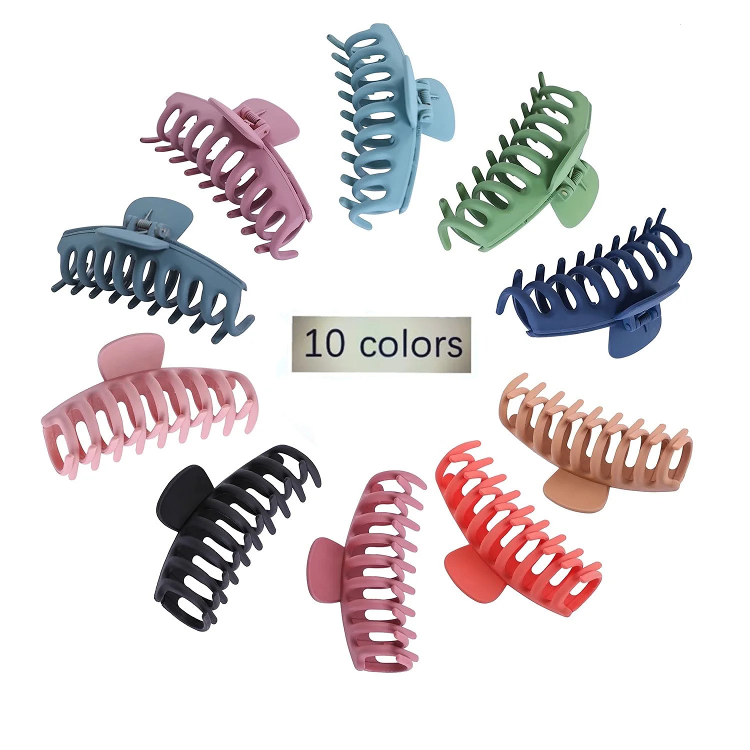 10 Colors Hair Big Claw Clips 4 Inch Matte Nonslip Large Hair Clamps Fit Thin Hair and Thick Hair | Walmart (US)