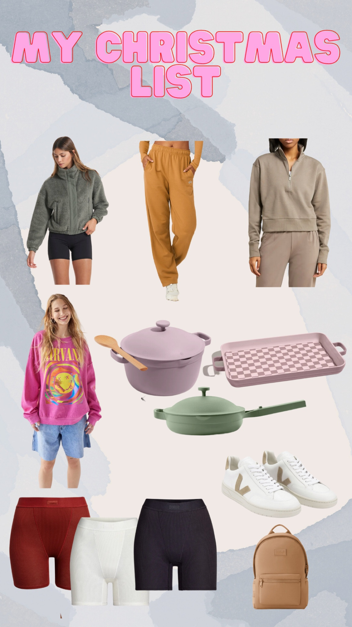 Christmas, Christmas list, wish list, oversized sweatshirt, nirvana, graphic sweatshirt, our place, cookware, bakeware, lavender, olive green, alo, alo yoga, sweatpants, cozy outfit, comfy, pullover, Nordstrom, vuori, Sherpa, Sherpa jacket, veja, veja sneakers, neutral sneakers 

#LTKHoliday #LTKGiftGuide #LTKunder100