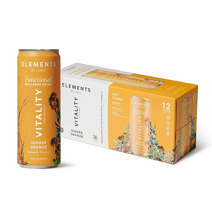 Natural Energy Drinks by Elements | Naturally-Flavored Ginger Orange with Rhodiola + Ginseng | Ca... | Amazon (US)