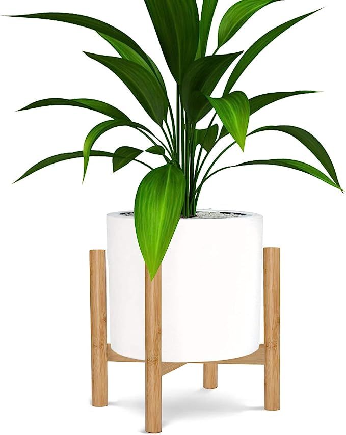 Honest Mid Century Modern Bamboo Indoor Plant Stand, (Plant and Pot NOT Included) Rustic Wood Flo... | Amazon (US)