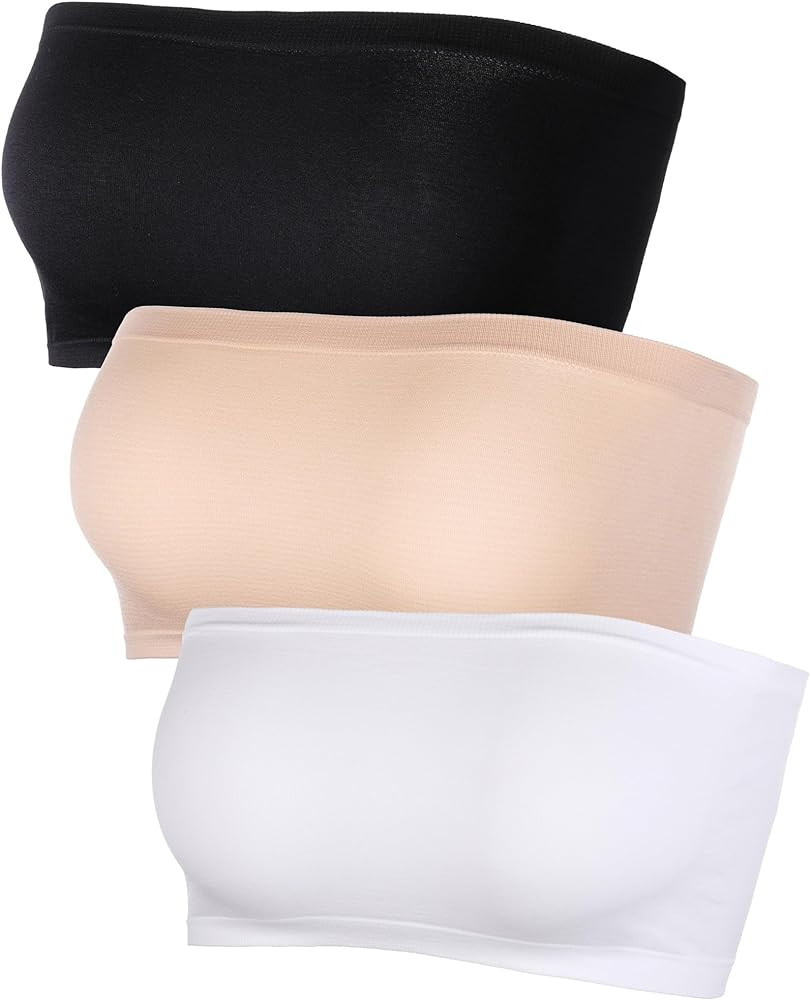 Women's Strapless Bralette Seamless Bandeau Stretchy Non-Padded Bandeau Tube Top Bra in Multi Col... | Amazon (US)