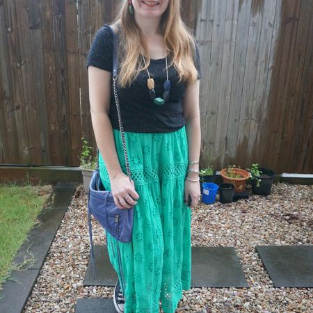 Still loving this Kmart green broderie midi skirt 💚 making it work for the office outside of December with a simple black tee, Converse and my blue Rebecca Minkoff 5 zip bag 💙

#LTKitbag #LTKworkwear #LTKaustralia