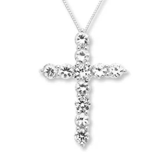 Cross Necklace Lab-Created Sapphires Sterling Silver | Kay Jewelers