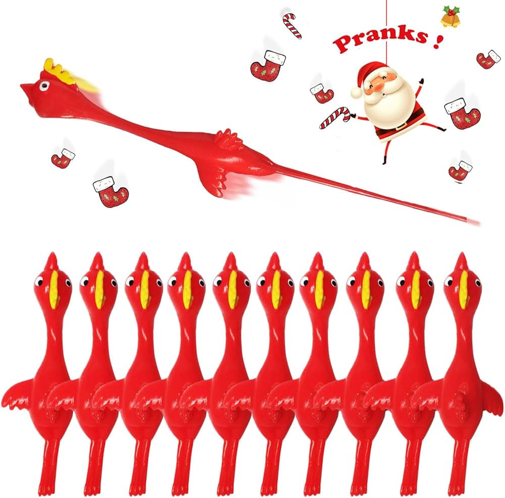 Slingshot Chicken Rubber Chicken Flick Chicken Flying Chicken Flingers Stress Gag Toys, Rubber Ch... | Amazon (US)