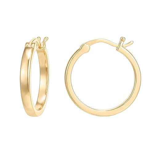 PAVOI 14K Gold Plated 925 Sterling Silver Post Lightweight Hoops | Gold Hoop Earrings for Women | Amazon (US)