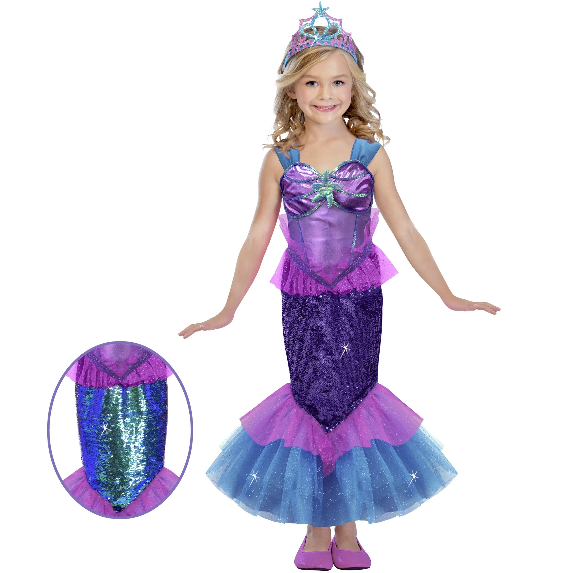 Dazzling Mermaid Halloween Costume for Children, Girls Size M (7/8), by Way to Celebrate - Walmar... | Walmart (US)