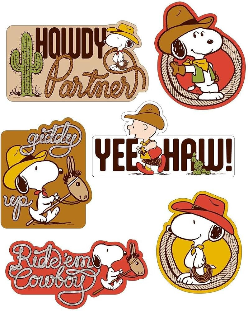 15" \u2013 25" Peanuts Western Snoopy & Charlie Brown Cardstock Wall Cutouts \u2013 6 Pc. | Amazon (US)
