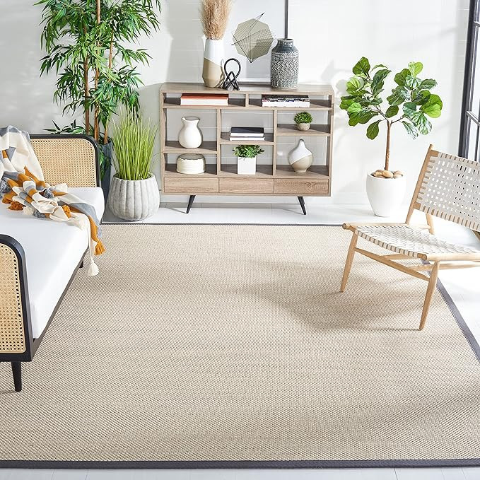 SAFAVIEH Natural Fiber Collection 8' x 10' Marble / Black NF143A Border Sisal Area Rug | Amazon (US)